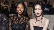 😍黑珍珠vs白玫瑰！科比大女儿与白鹿同框看秀